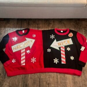 Naughty and Nice Two Person Christmas Sweater